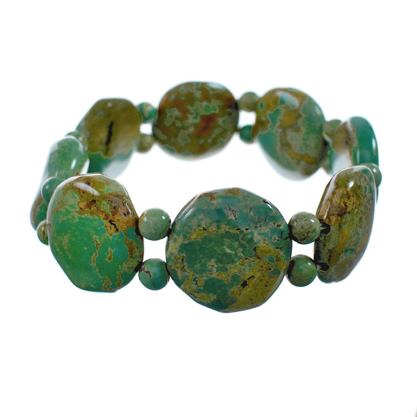 Genuine Native American Navajo Turquoise Bead Stretch Bracelet TX10186